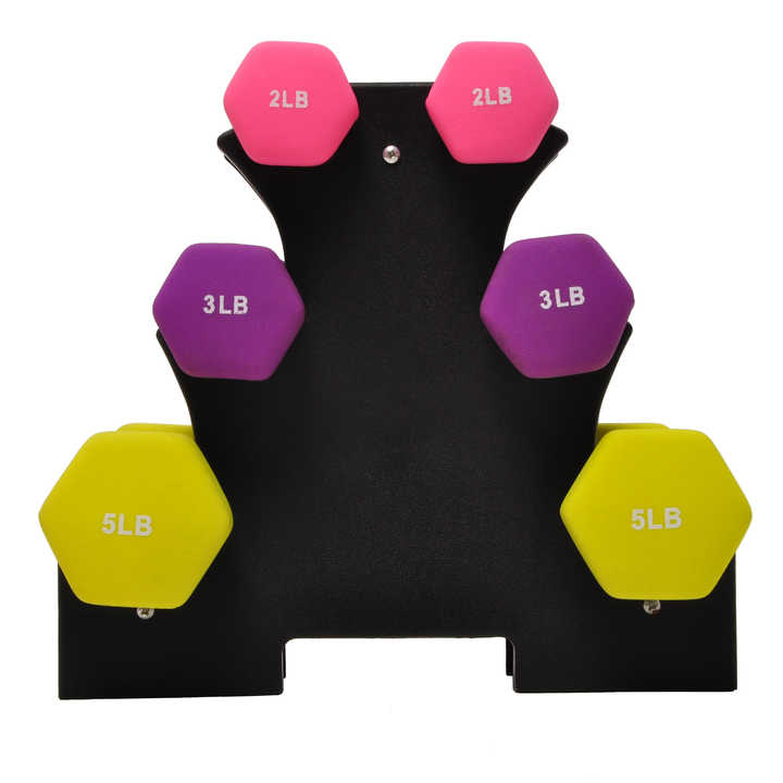 Durable Weight Dumbbell with Triangle Dumbbell Bracket Fitness Equipment Set of 6 Dumbbells Exercise Fitness